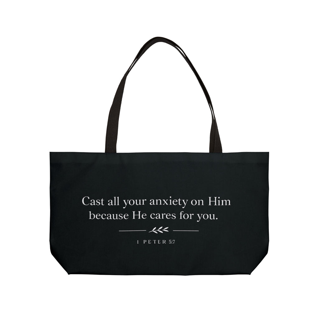 1 Peter 5:7 Tote Bag (Black)