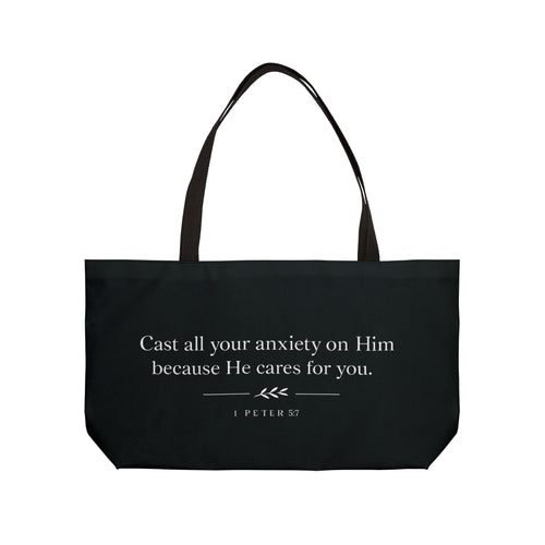 1 Peter 5:7 Tote Bag (Black)