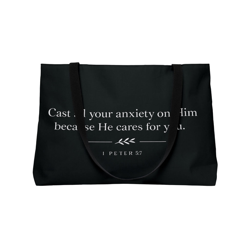 1 Peter 5:7 Tote Bag (Black)