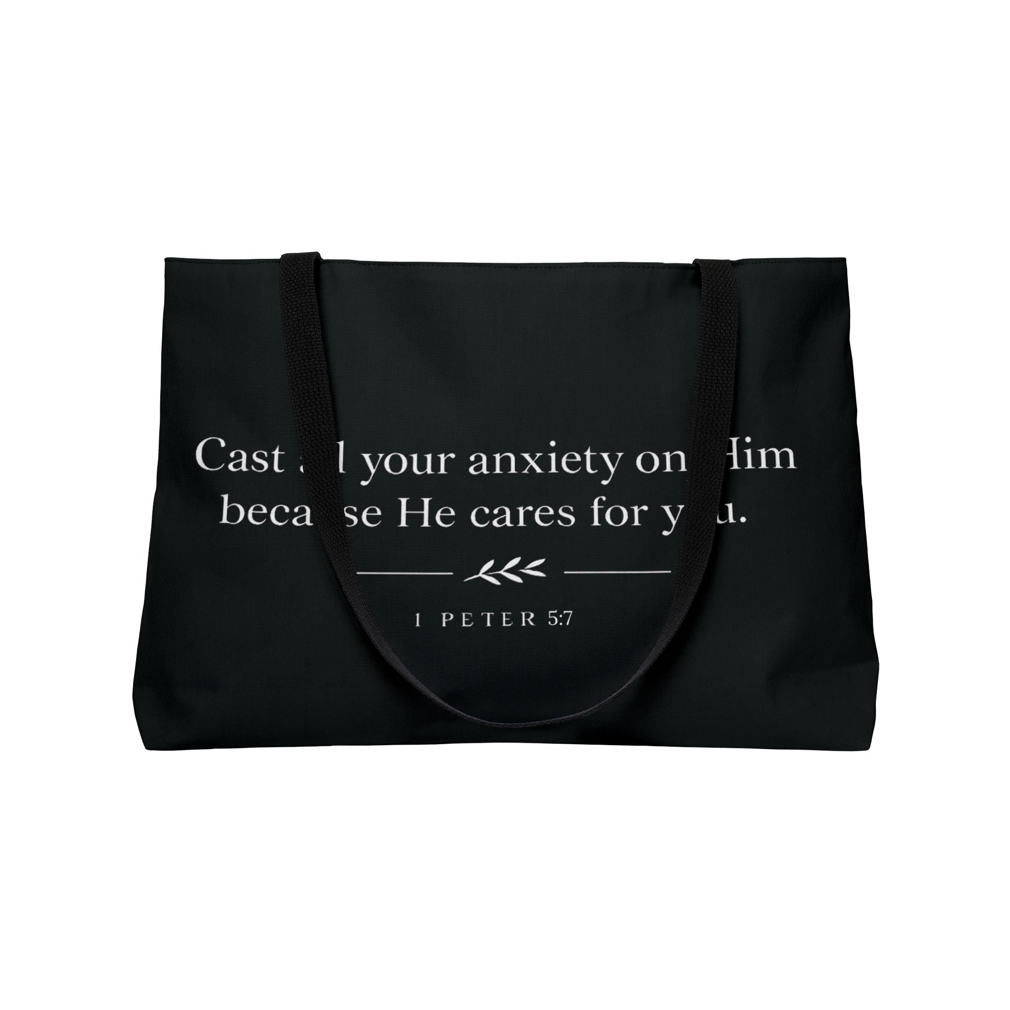 1 Peter 5:7 Tote Bag (Black)