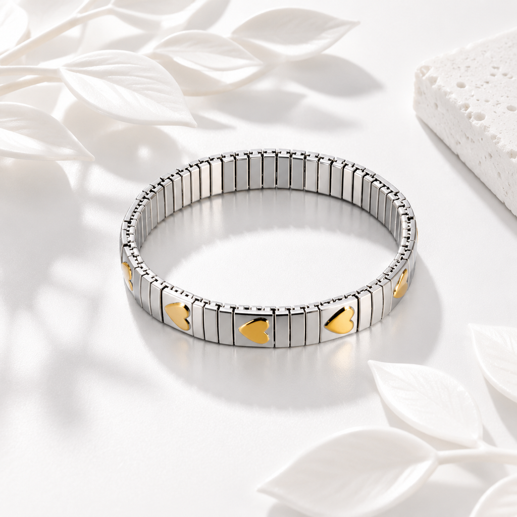 Golden Crystal Heart Bracelet