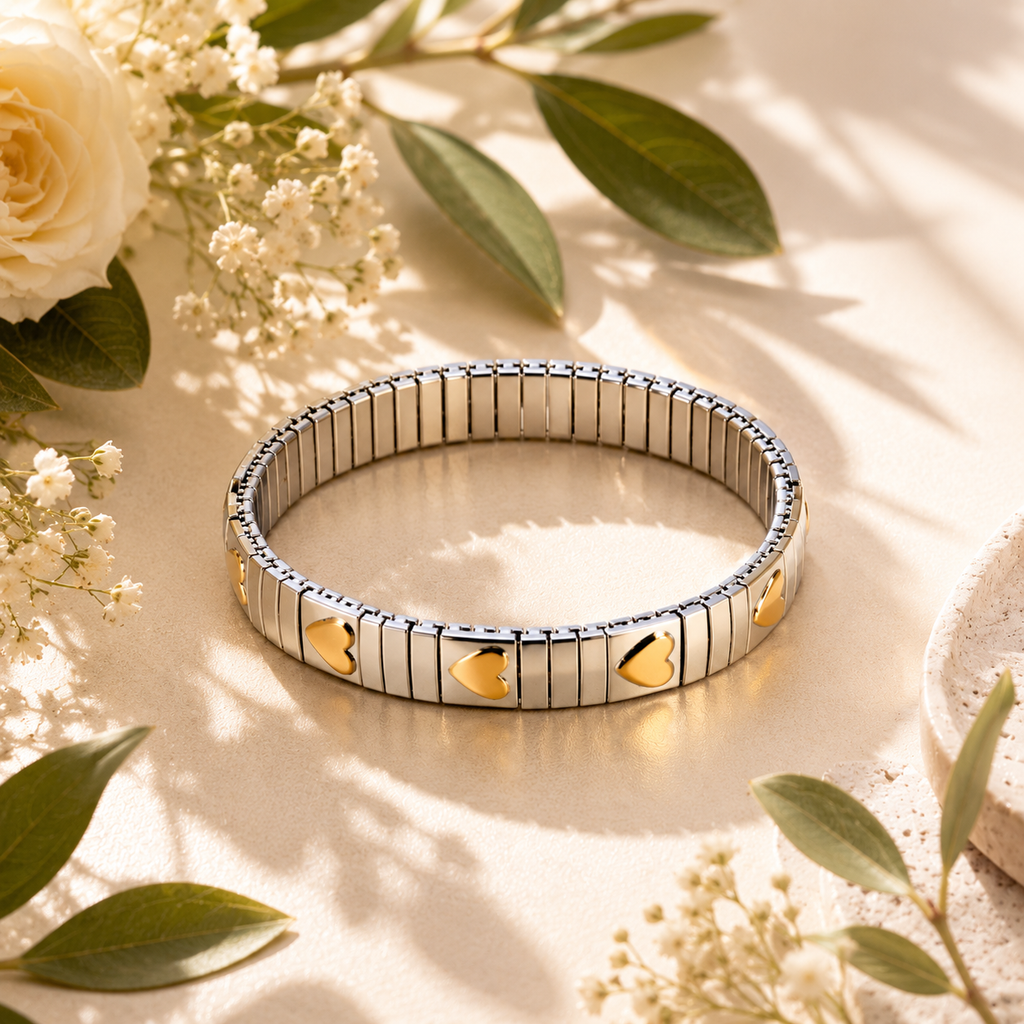 Golden Crystal Heart Bracelet