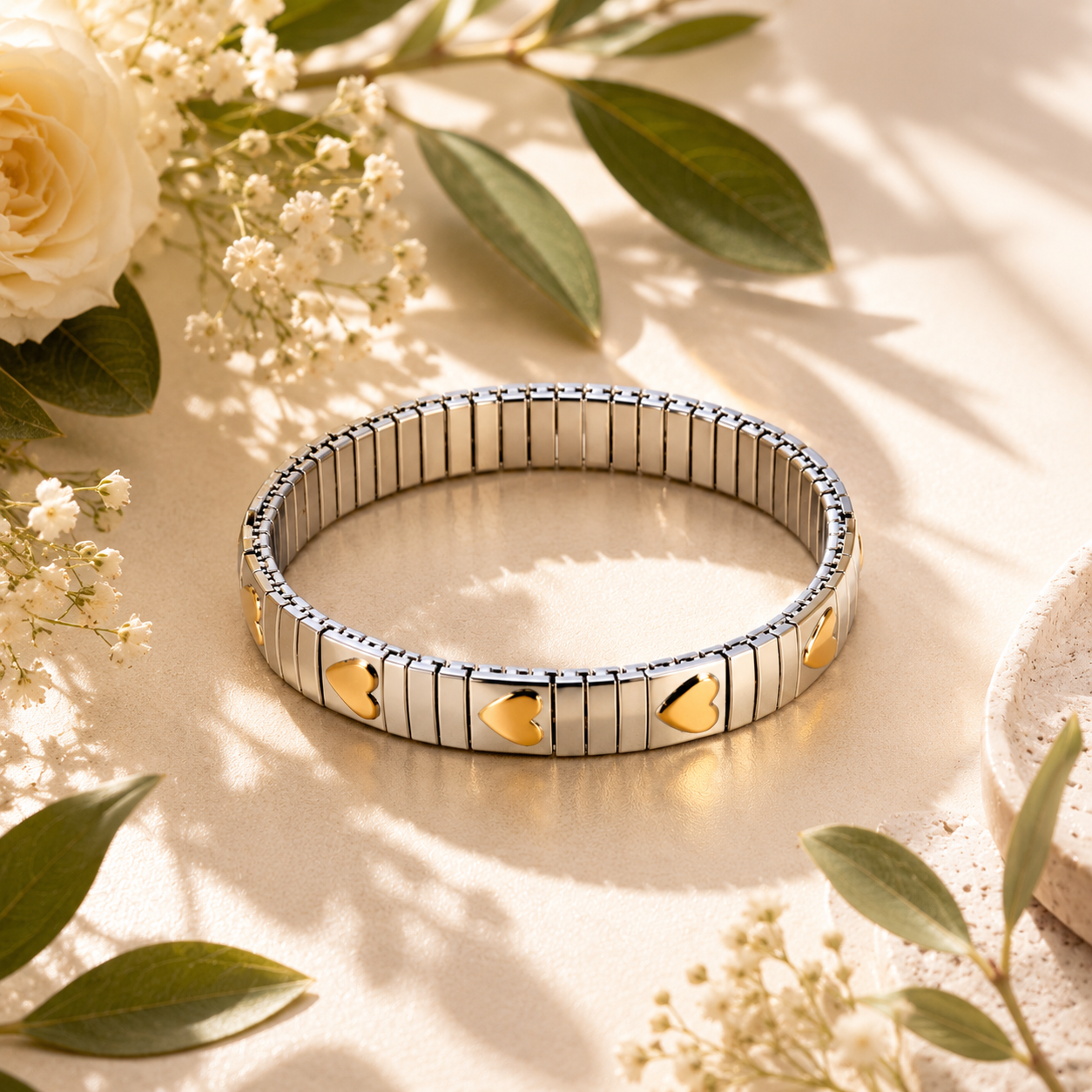 Golden Crystal Heart Bracelet