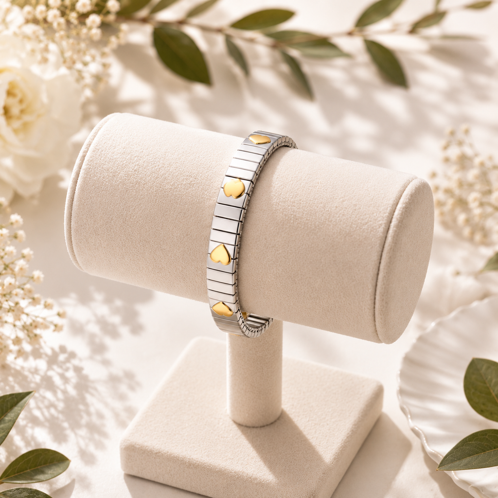 Golden Crystal Heart Bracelet