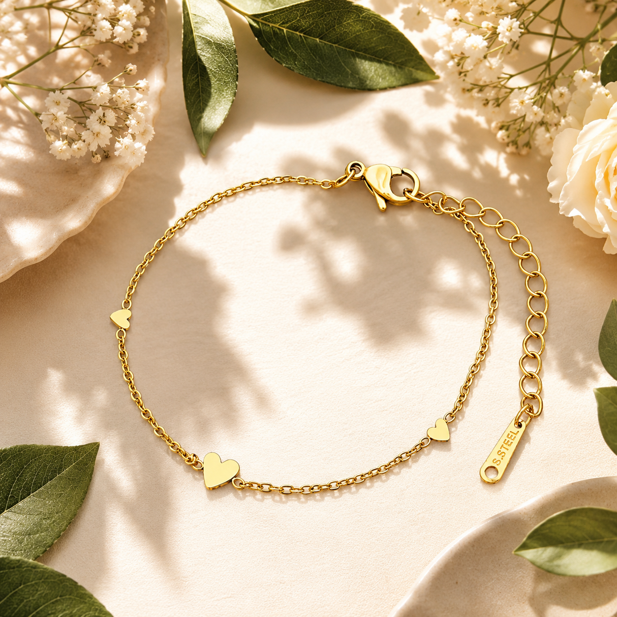 Golden Love Heart Bracelet