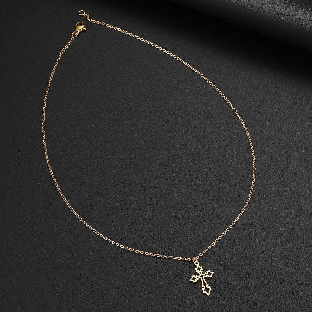 Stainless Steel Necklaces Vintage Cross Pendants Chain Choker Jewellery Fashion Necklace For Women Jewelry Goth Party Gifts NEW