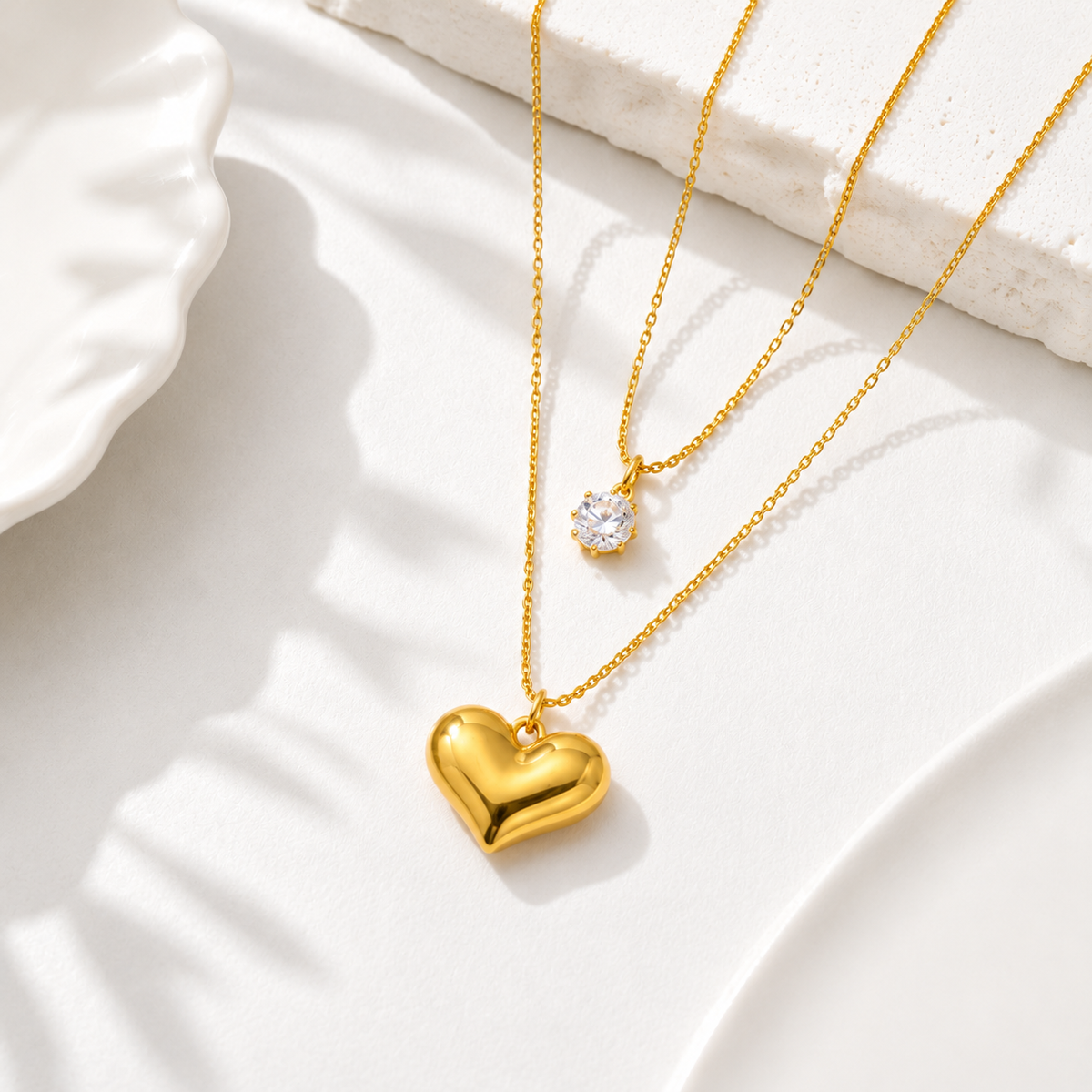 Layered Heart Charm Necklace