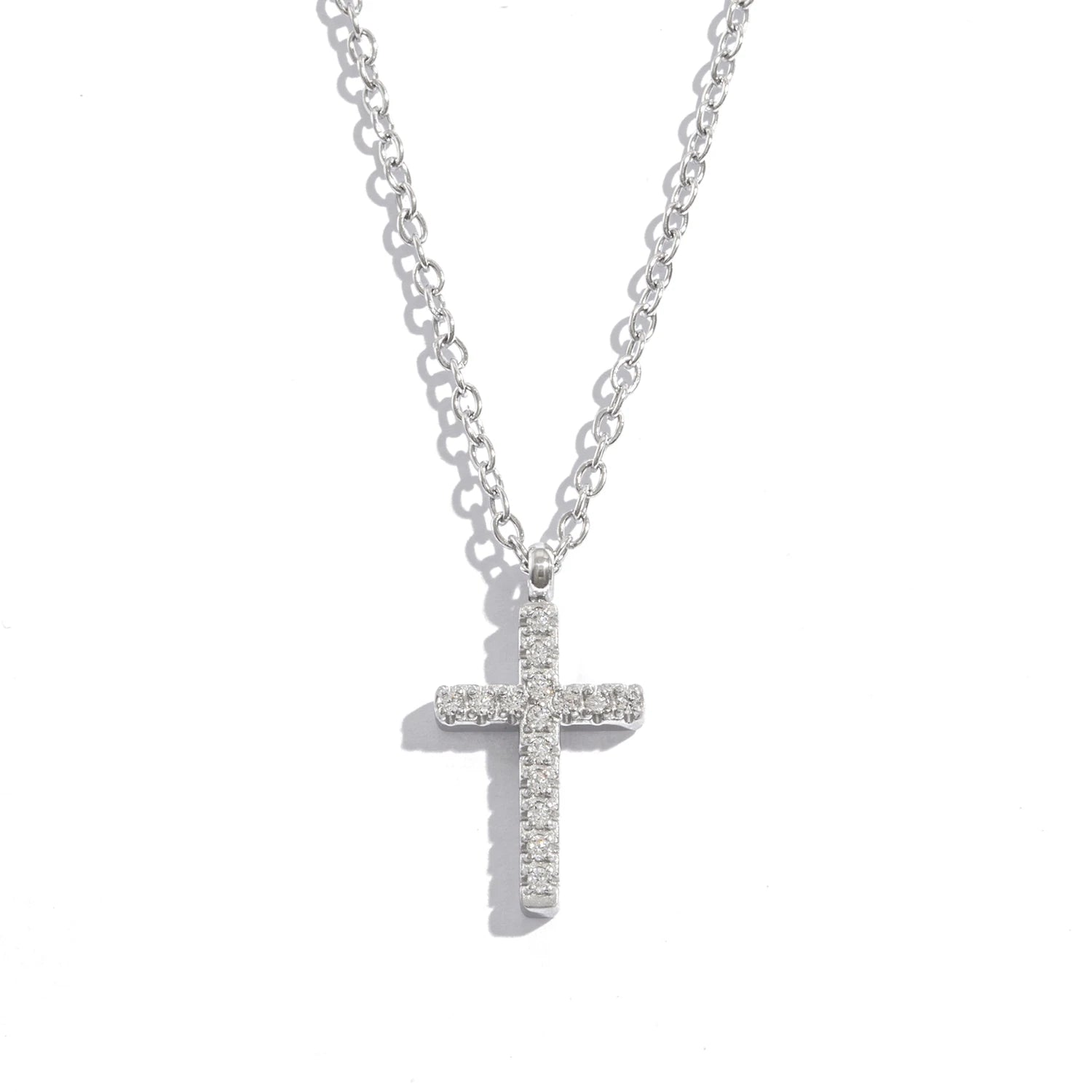 Dainty Small Cross Pendant Necklace with Zirconia, 18K Gold Plated Stainless Steel Delicate Everyday Jewelry Gift for Women