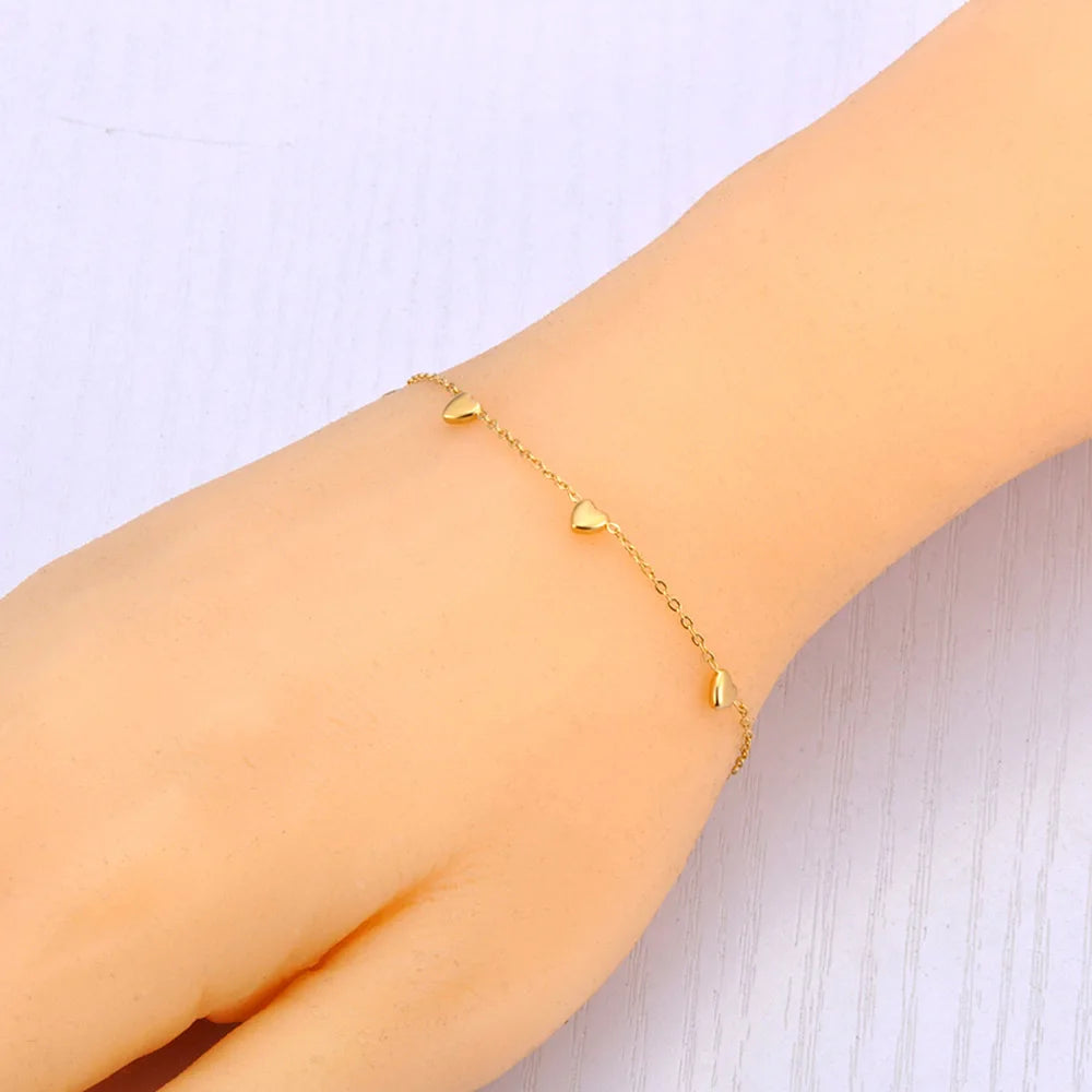 Lokaer Official Style Small Dainty Mini Heart Chain Bracelets Jewelry for Women 18K Gold Plated Stainless Steel Bracelet B24058