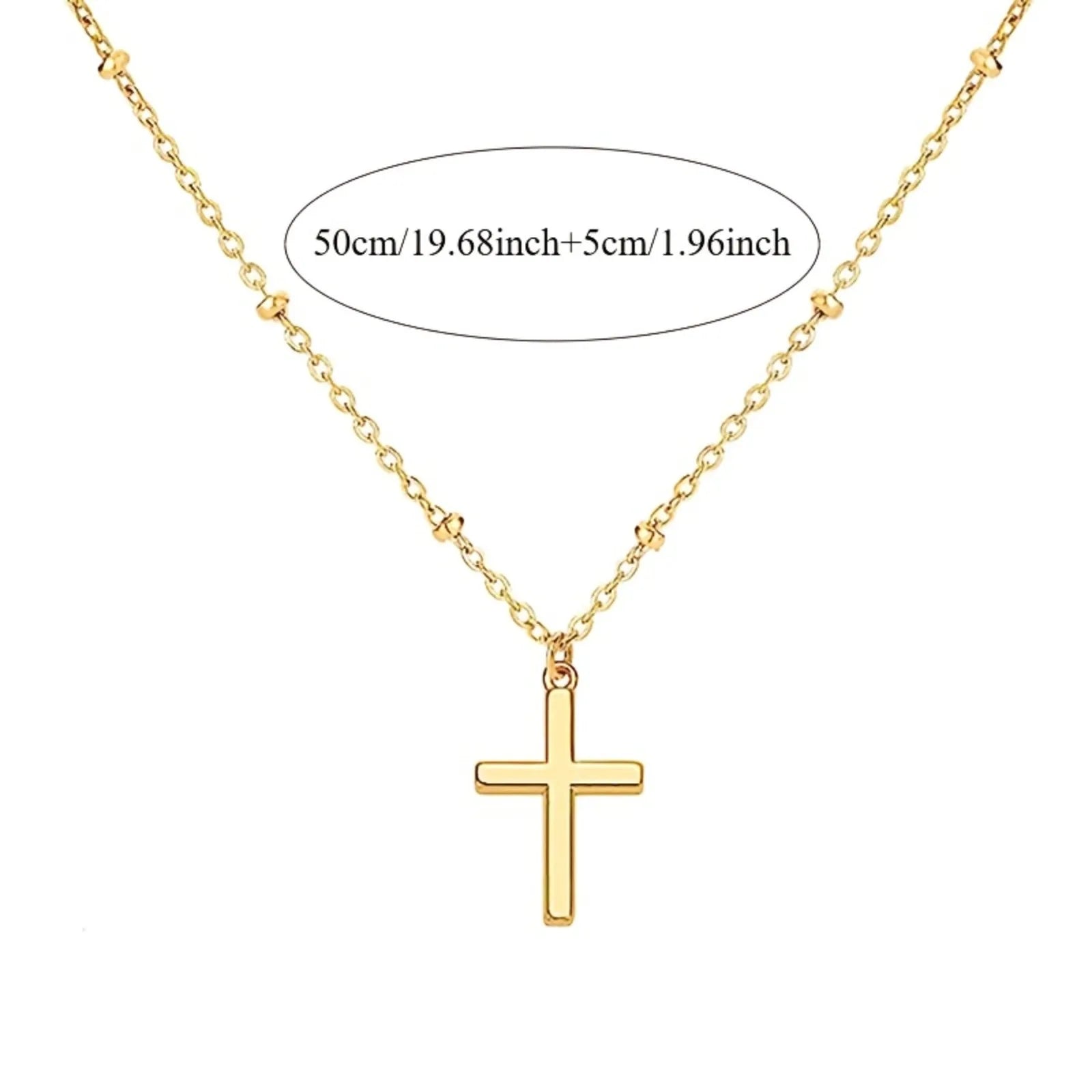 Golden Cross Pendant Necklace 316 Stainless Steel Hypoallergenic Durable Womens Jewelry Gift