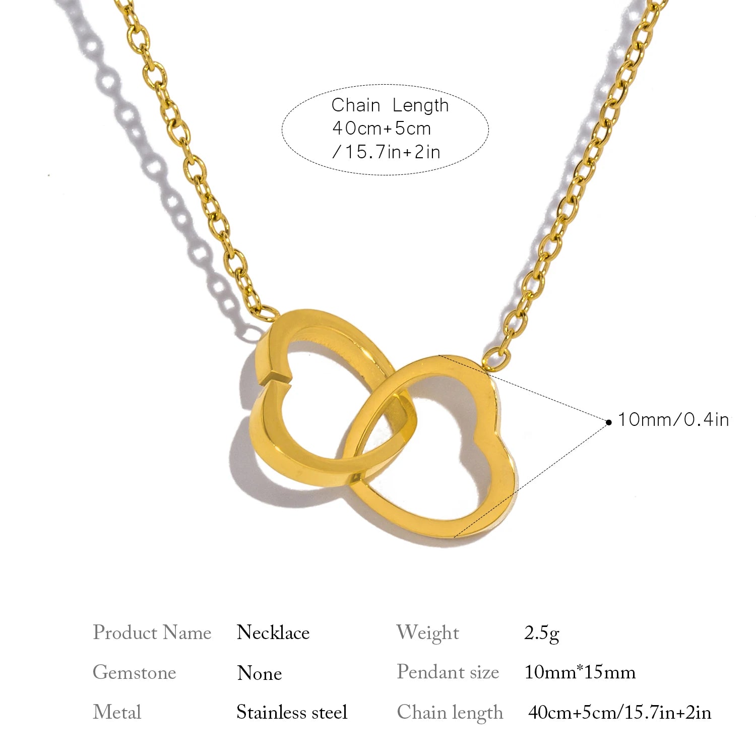 UHBINYCA Dainty Both Heart Pendant Collar Necklace for Women Gold Plated Stainless Steel Exquisite Fashion Jewelry