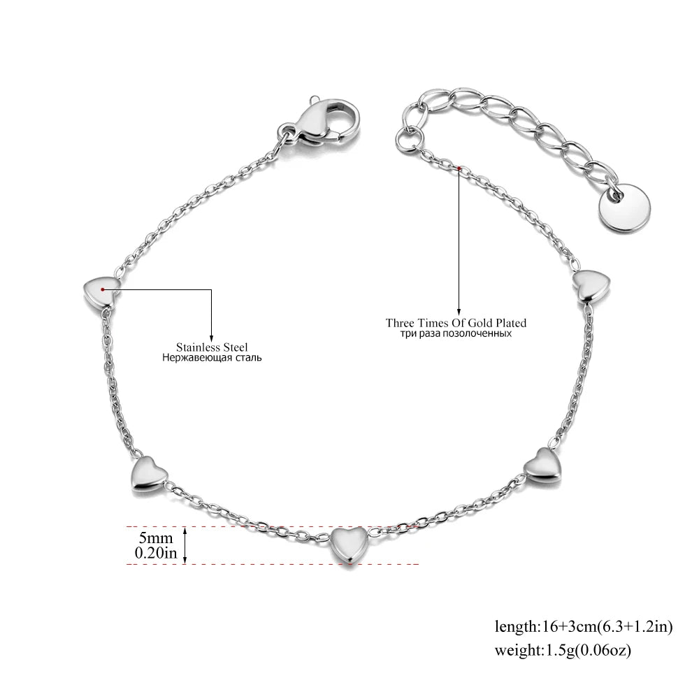Lokaer Official Style Small Dainty Mini Heart Chain Bracelets Jewelry for Women 18K Gold Plated Stainless Steel Bracelet B24058