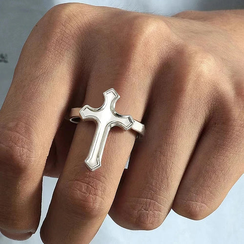 Aomogo Stainless Steel Ring Jesus Cross Street Trend Simple Jewelry For Women Stainless Steel Ring Daily Commuter Party Wear