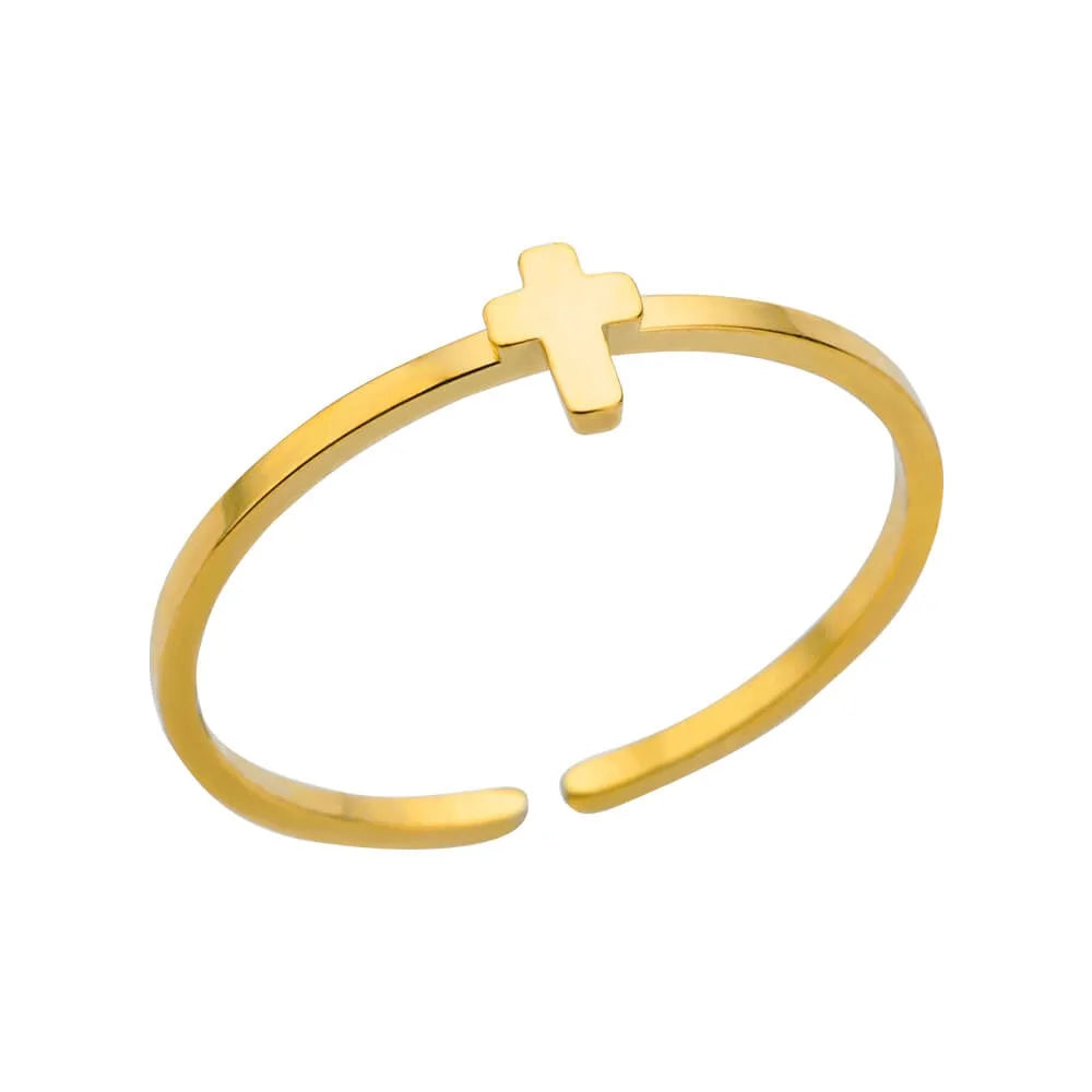 Zircon Double Cross Rings For Woman Stainless Steel Gold Color Shiny Opening Ring New Luxury Fashion Wedding Jewelry Gift Bague