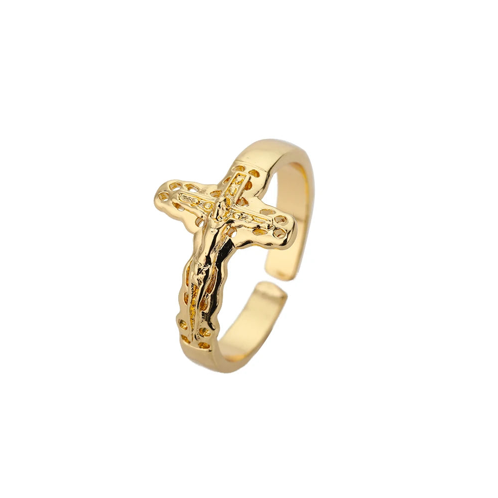 Zircon Double Cross Rings For Woman Stainless Steel Gold Color Shiny Opening Ring New Luxury Fashion Wedding Jewelry Gift Bague