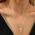 Golden Cross Pendant Necklace 316 Stainless Steel Hypoallergenic Durable Womens Jewelry Gift
