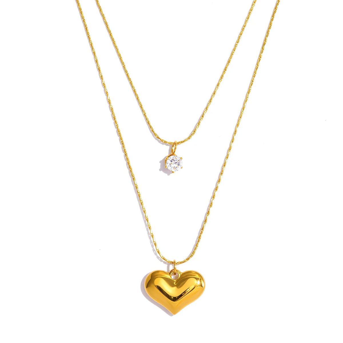 Layered Heart Charm Necklace
