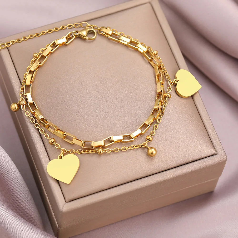 Golden Love Heart Bracelet
