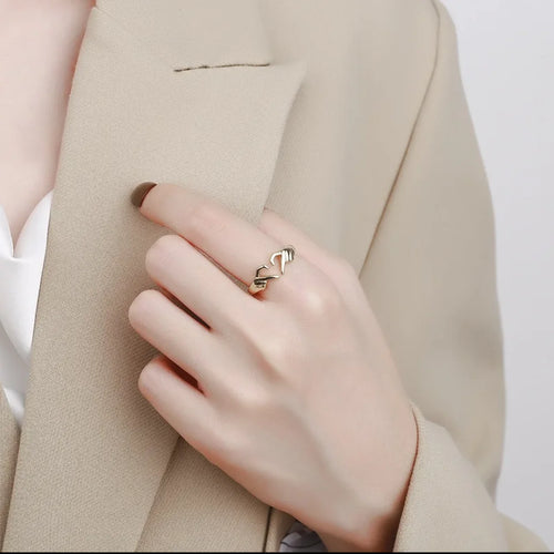 925 Sterling Silver Rings For Women Men Fine Jewelry Finger Adjustable Open Hug Heart Ring For Party Birthday Gift