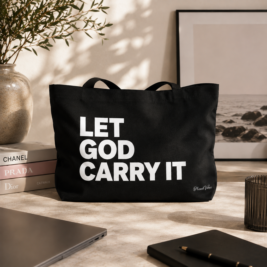 1 Peter 5:7 Tote Bag (Black)