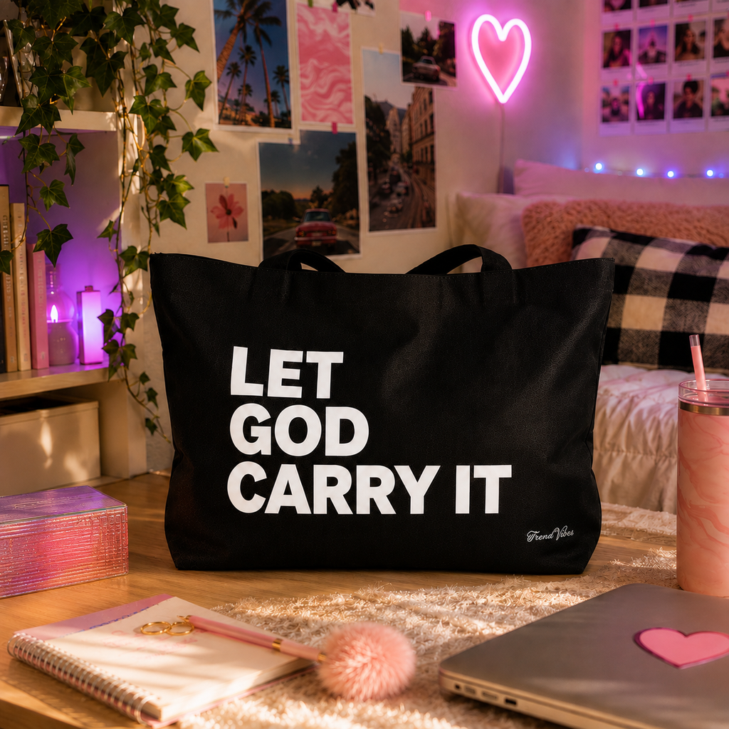 1 Peter 5:7 Tote Bag (Black)