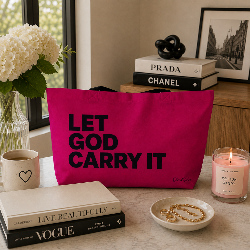 1 Peter 5:7 Tote Bag (Pink)